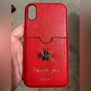 Gucci Leather Iphone XR case with Card Slot "Blind for Love"